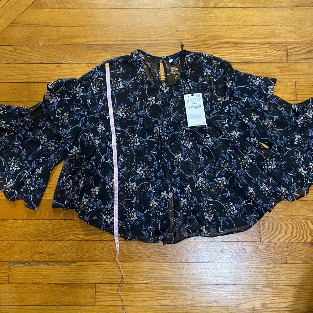 Zara Black Floral Blouse